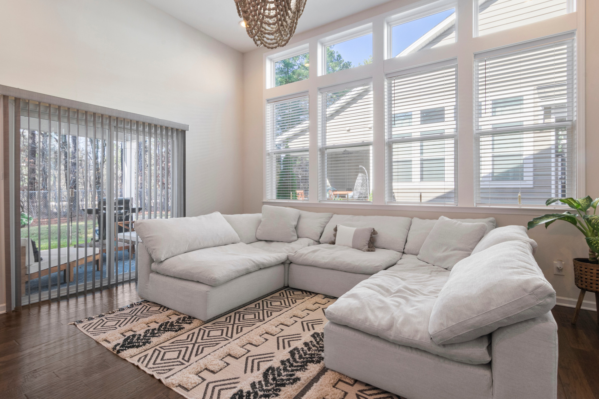 Living Room with White Sectional Sofa